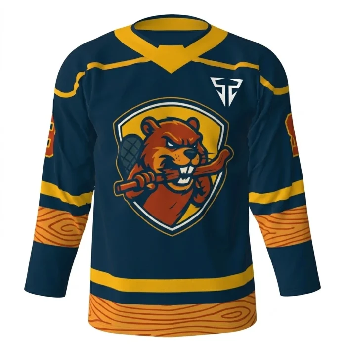 Angry Beavers Blue Hockey Jersey front Angry Beavers Blue Hockey Jersey