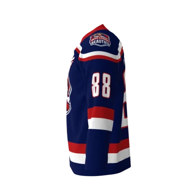 Beer League Beauties Blue Hockey Jersey left view