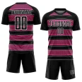Custom Black Pink-White Geometric Shapes And Line Sublimation Soccer Uniform Jersey (1)