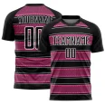 Custom Black Pink-White Geometric Shapes And Line Sublimation Soccer Uniform Jersey (5)