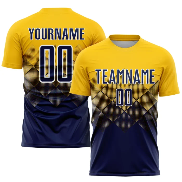 Custom Gold Navy-White Sublimation Soccer Uniform Jersey (2)