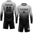 Custom Gray Black Sublimation Fade Fashion Soccer Uniform Jersey (1)