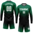 Custom Kelly Green White-Black Sublimation Long Sleeve Fade Fashion Soccer Uniform Jersey (1)