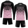Custom Light Pink Black Sublimation Soccer Uniform Jersey (1)