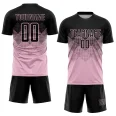 Custom Light Pink Black Sublimation Soccer Uniform Jersey (2)