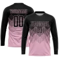 Custom Light Pink Black Sublimation Soccer Uniform Jersey (3)