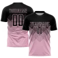 Custom Light Pink Black Sublimation Soccer Uniform Jersey (6)