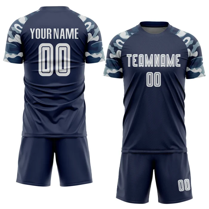 Custom Navy White-Camo Sublimation Soccer Uniform Jersey (2) Custom Navy White-Camo Sublimation Soccer Uniform Jersey (2)
