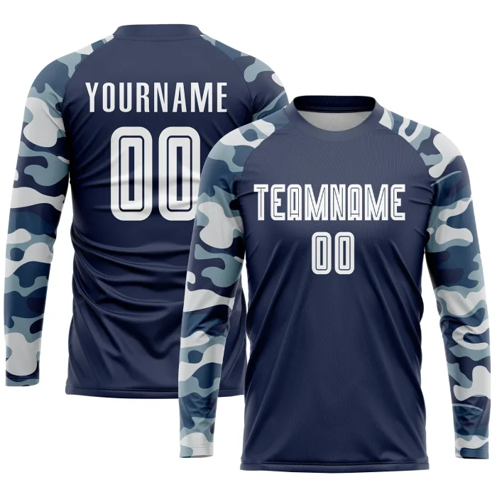 Custom Navy White-Camo Sublimation Soccer Uniform Jersey (3) Custom Navy White-Camo Sublimation Soccer Uniform Jersey (3)