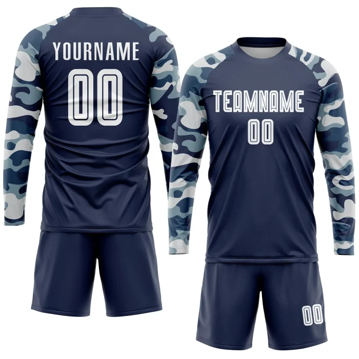 Custom Navy White-Camo Sublimation Soccer Uniform Jersey Custom Navy White-Camo Sublimation Soccer Uniform Jersey