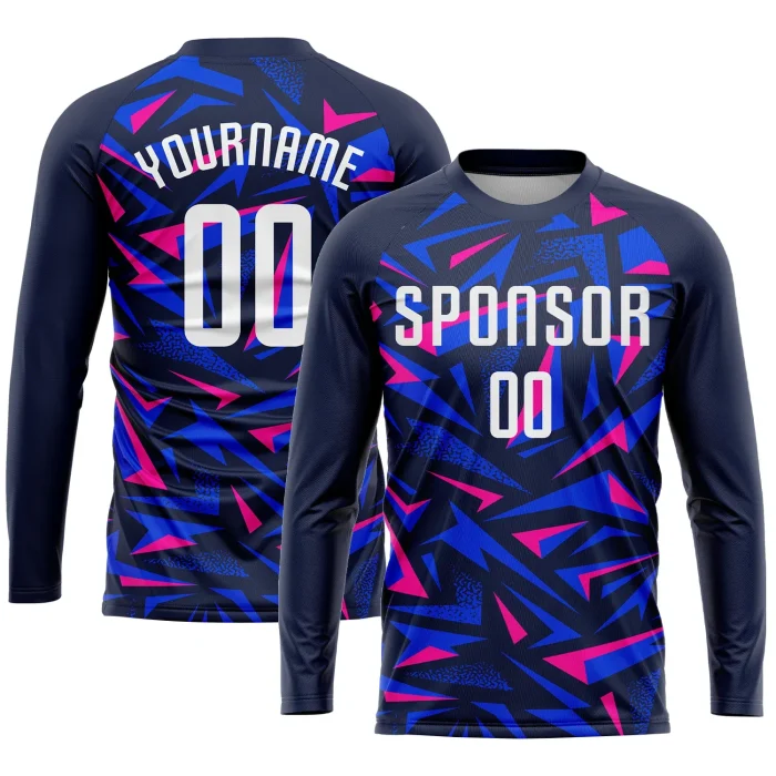 Custom Navy White-Pink Sublimation Soccer Uniform Jersey (3) Custom Navy White-Pink Sublimation Soccer Uniform Jersey (3)