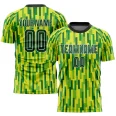 Custom Neon Green Green-Gold Sublimation Soccer Uniform Jersey (4)