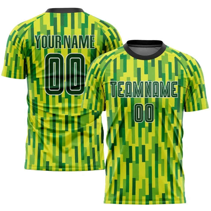 Custom Neon Green Green-Gold Sublimation Soccer Uniform Jersey (4)