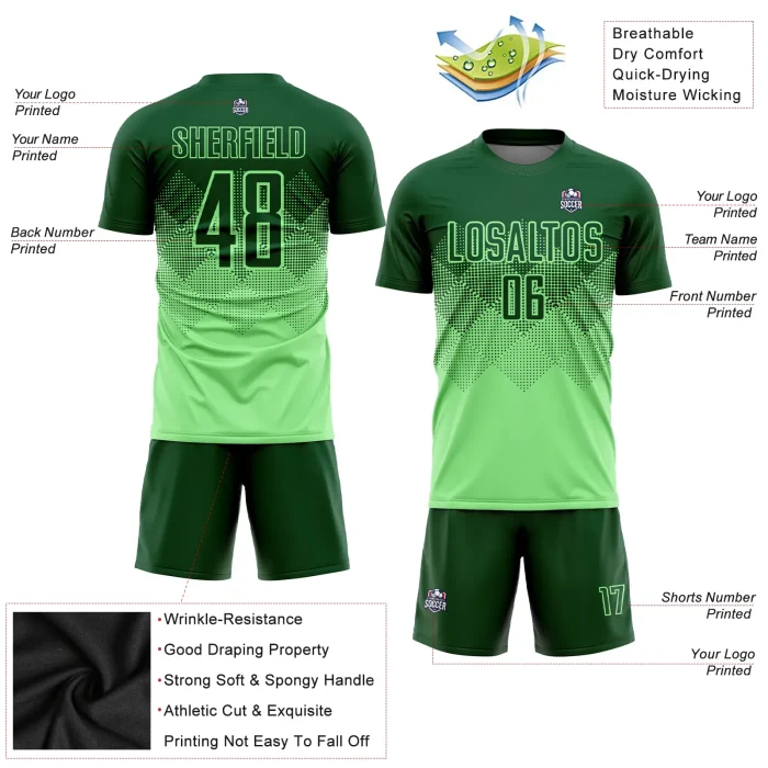 Custom Pea Green Green Sublimation Soccer Uniform Jersey Custom Pea Green Green Sublimation Soccer Uniform Jersey