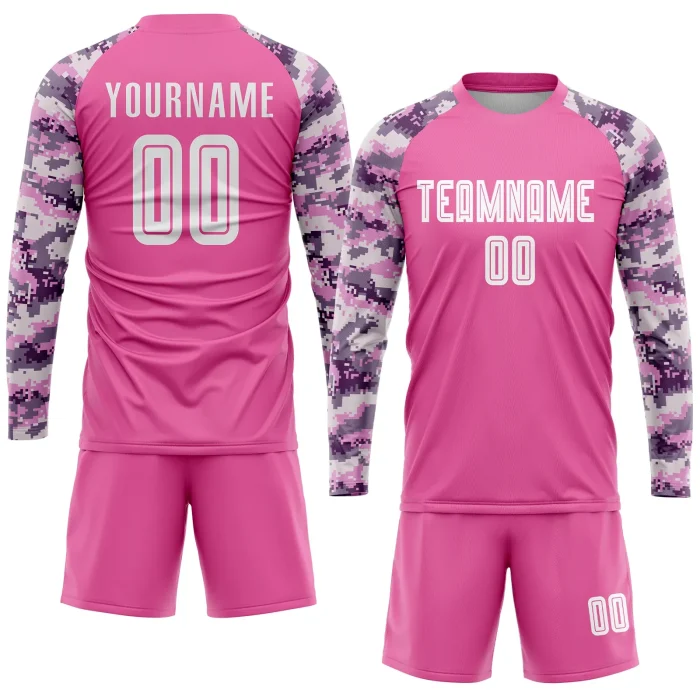 Custom Pink White-Camo Sublimation Soccer Uniform Jersey (1) Custom Pink White-Camo Sublimation Soccer Uniform Jersey (1)