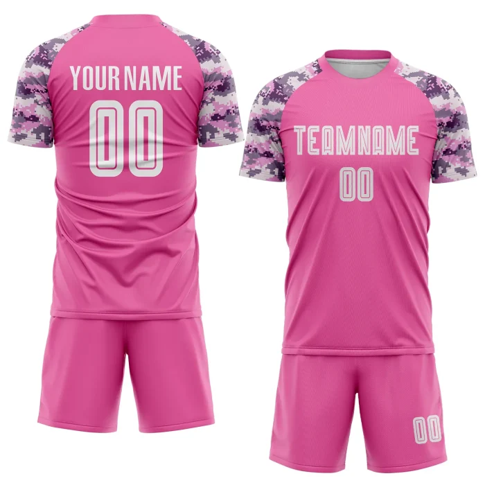 Custom Pink White-Camo Sublimation Soccer Uniform Jersey (2) Custom Pink White-Camo Sublimation Soccer Uniform Jersey (2)