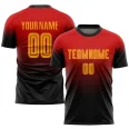 Custom Red Gold-Black Sublimation Fade Fashion Soccer Uniform Jersey (4)