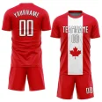 Custom Red White-Black Sublimation Canadian Flag Soccer Uniform Jersey (1)