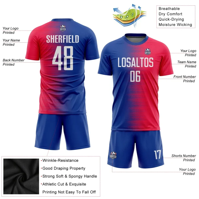 Custom Red White-Royal Sublimation Soccer Uniform Jersey (1) Custom Red White-Royal Sublimation Soccer Uniform Jersey (1)