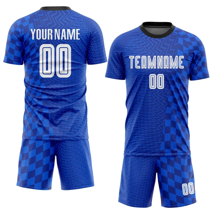 Custom Royal White-Black Sublimation Soccer Uniform Jersey (2) Custom Royal White-Black Sublimation Soccer Uniform Jersey (2)