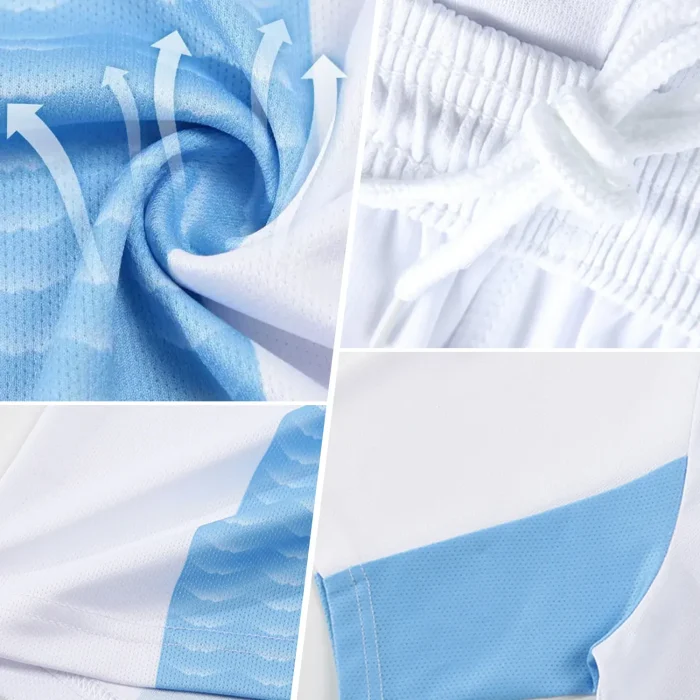 Custom Royal White Geometric Shapes Sublimation Soccer Uniform Jersey (2) Custom Royal White Geometric Shapes Sublimation Soccer Uniform Jersey (2)
