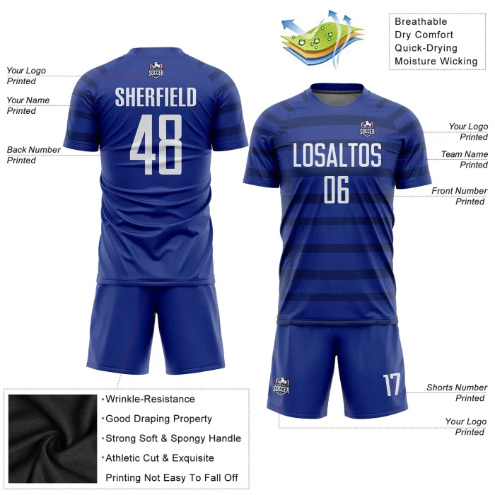 Custom Royal White-Navy Sublimation Soccer Uniform Jersey Custom Royal White-Navy Sublimation Soccer Uniform Jersey
