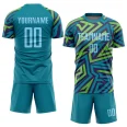 Custom Teal Light Blue-Kelly Green Sublimation Soccer Uniform Jersey (1)