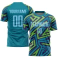 Custom Teal Light Blue-Kelly Green Sublimation Soccer Uniform Jersey (4)