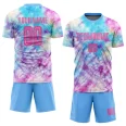 Custom Tie Dye Pink-Light Blue Sublimation Soccer Uniform Jersey (1)