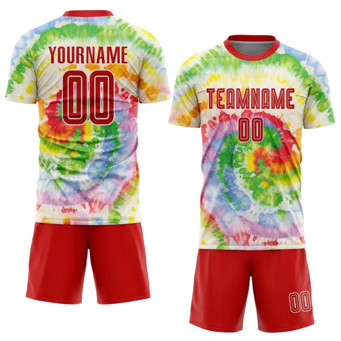 Custom Tie Dye Red-White Sublimation Soccer Uniform Jersey (1) Custom Tie Dye Red-White Sublimation Soccer Uniform Jersey (1)