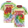 Custom Tie Dye Red-White Sublimation Soccer Uniform Jersey (4)