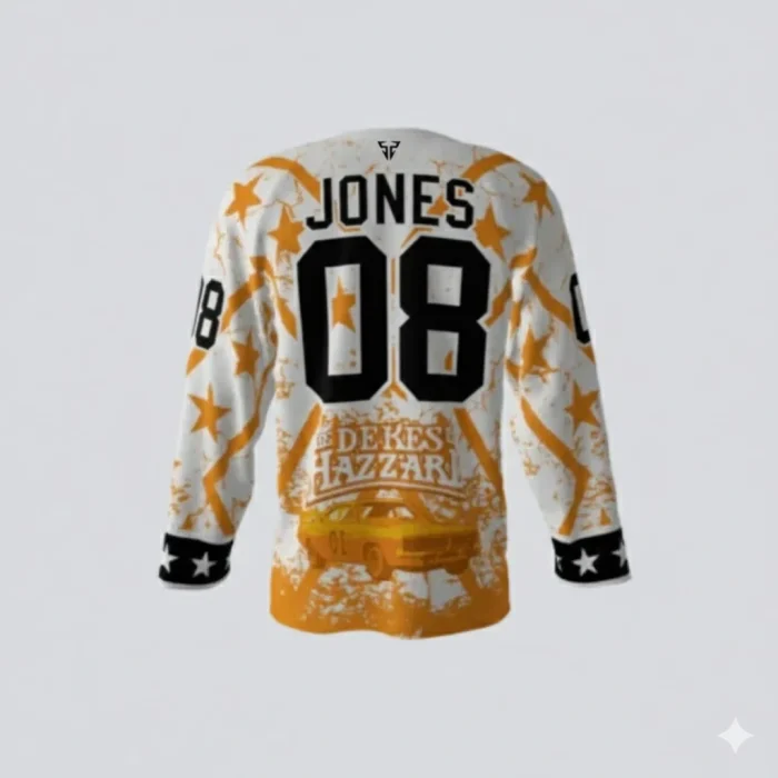 Dekes Of Hazard White Hockey Jersey back Dekes Of Hazard White Hockey Jersey back