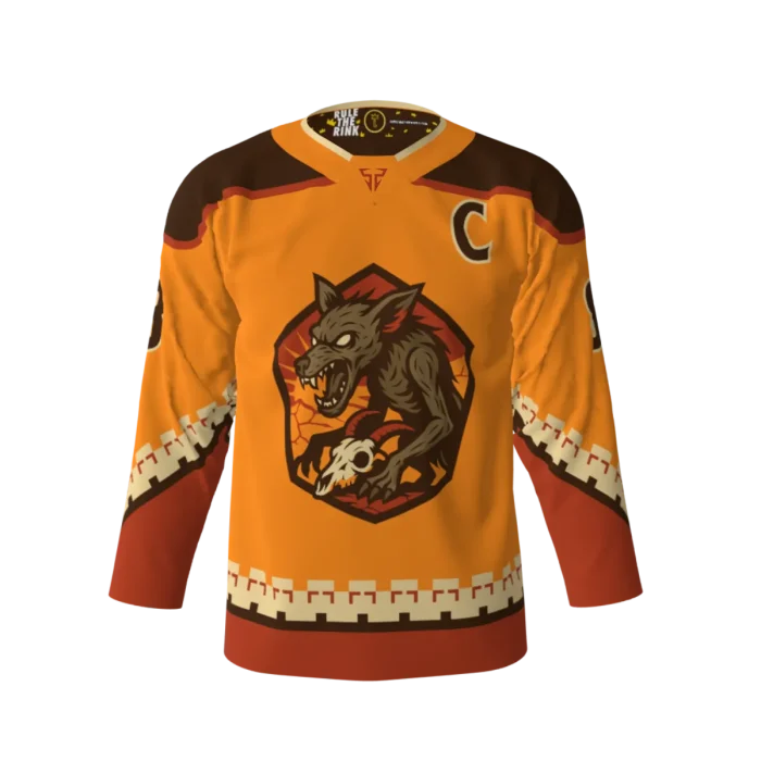 Front View Goat Suckers Orange Hockey Jersey