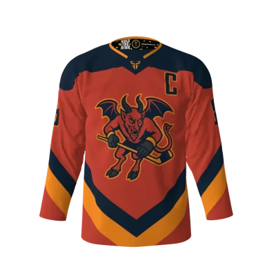 Front View-Leeds Devils Red Hockey Jersey