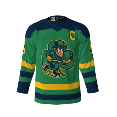 Front View Lucky Puckers Green Hockey Jersey