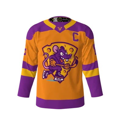 Front View-Rink Rats Orange Hockey Jersey