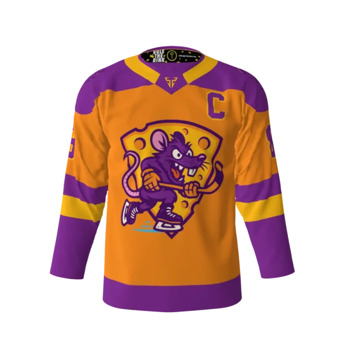 Front View-Rink Rats Orange Hockey Jersey