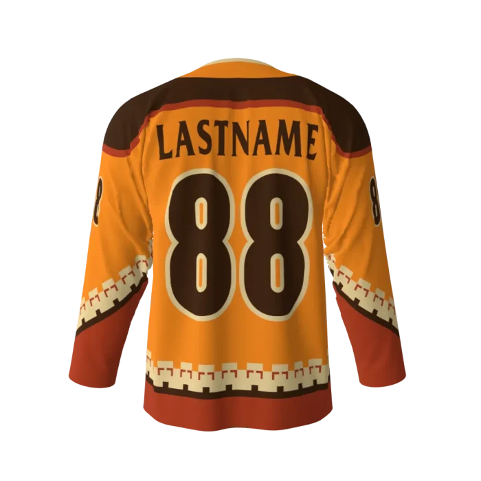 Goat Suckers Orange Hockey Jersey back view Goat Suckers Orange Hockey Jersey back view