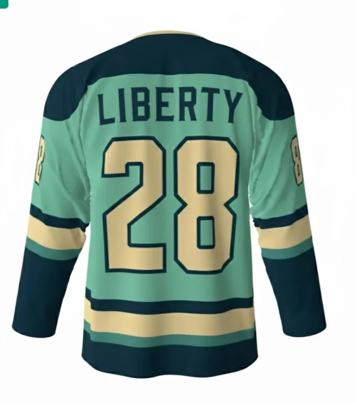 Liberty Green Hockey Jersey BACK Liberty Green Hockey Jersey BACK