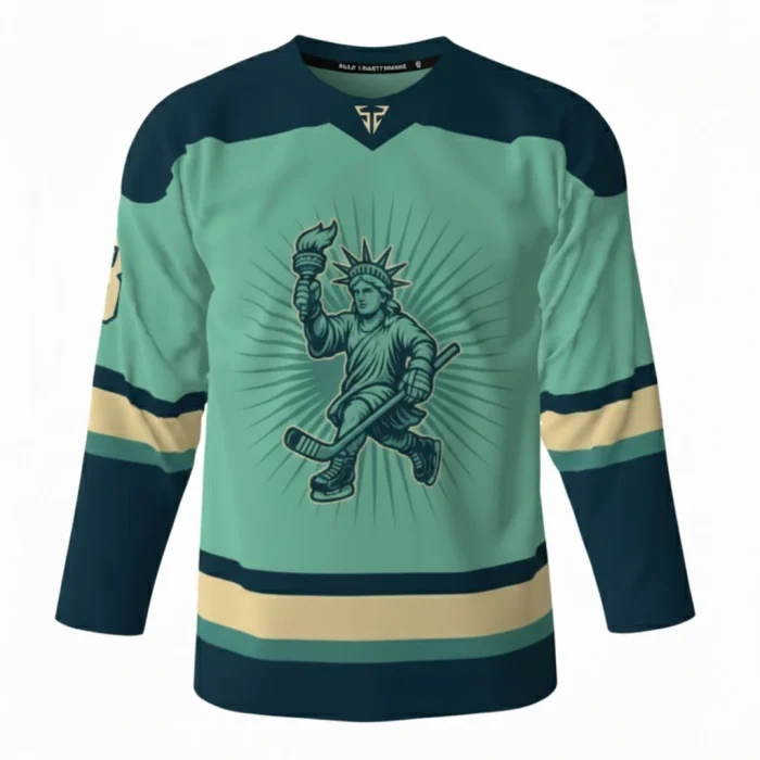 Liberty Green Hockey Jersey FRONT Liberty Green Hockey Jersey