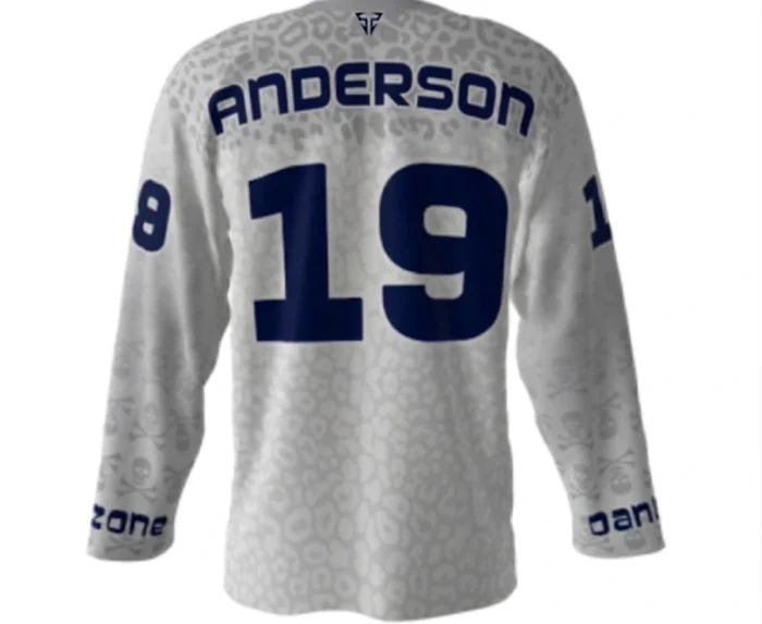 Whore Island Ocelots Gray Hockey Jersey back Whore Island Ocelots Gray Hockey Jersey back