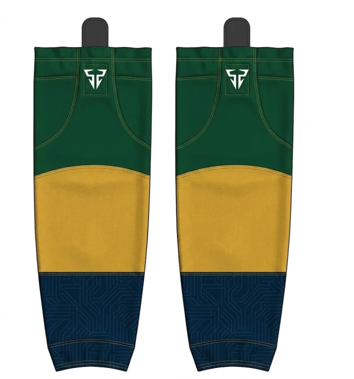Three Color Armadillos Gold Ice Hockey Socks