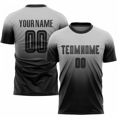 Gray Black Sublimation Fade Fashion Soccer Jersey