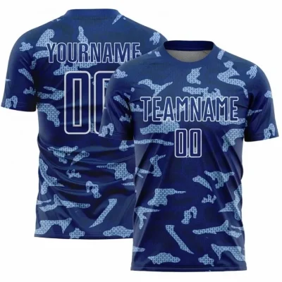 Navy Blue Camo Sublimation Soccer Jersey
