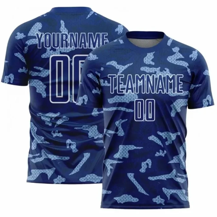 Navy Blue Camo Sublimation Soccer Jersey