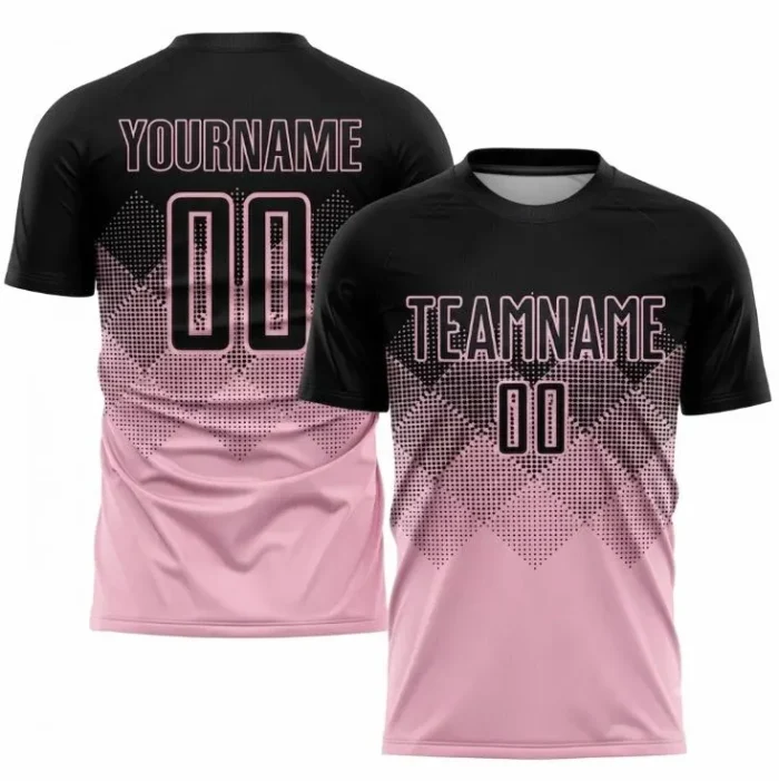 pink black soccer jersey Light Pink Black Sublimation Soccer Jersey