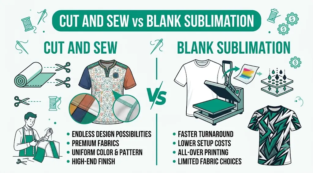 cut and sew vs blank sublimation