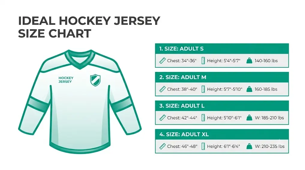 youth hockey jersey size chart