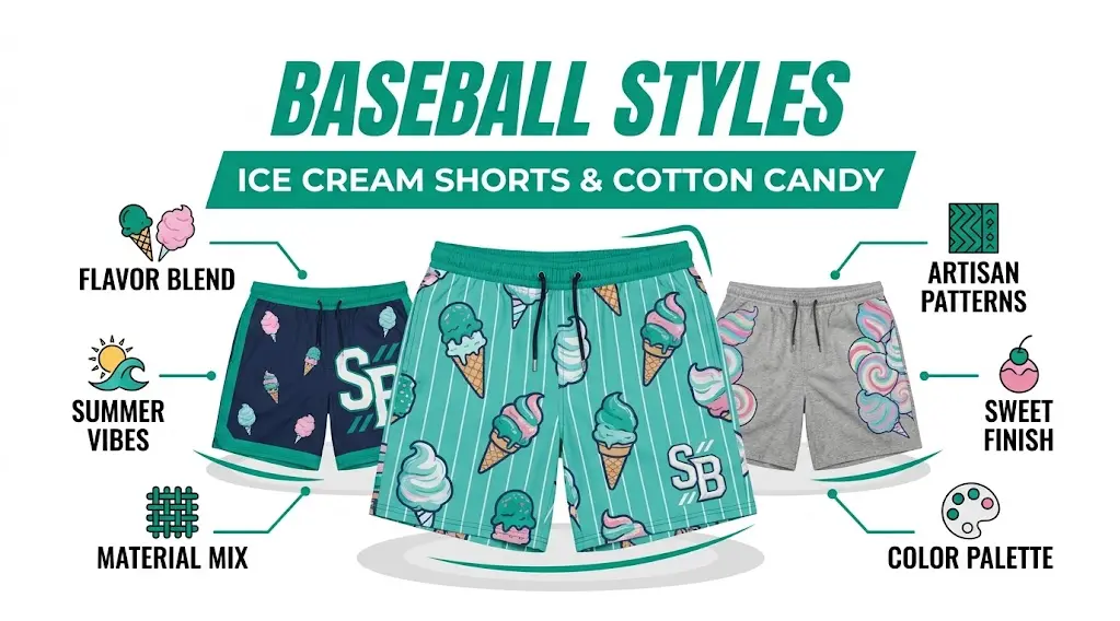 baseball style ice cream shorts